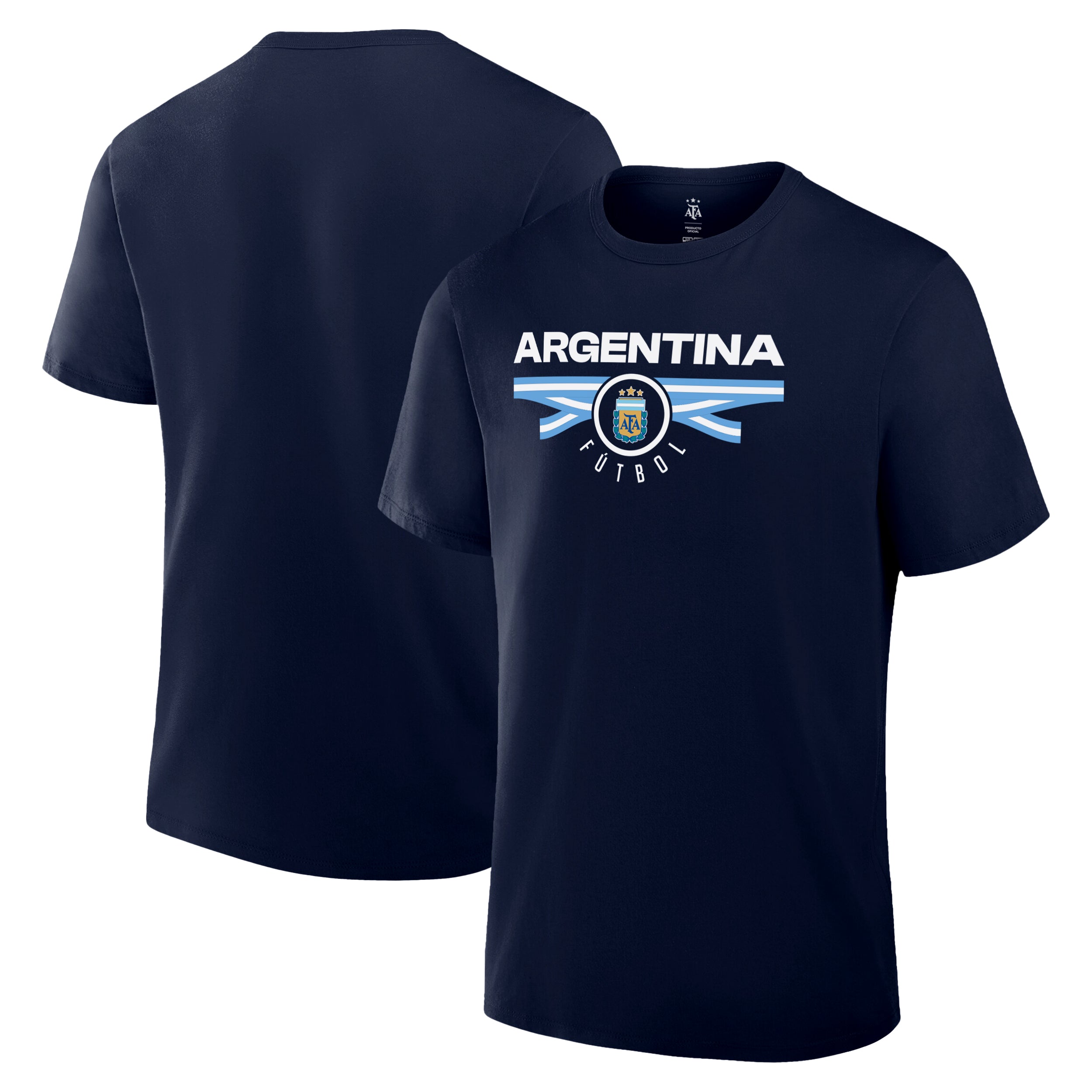 Argentina Navy T Shirt Front Back