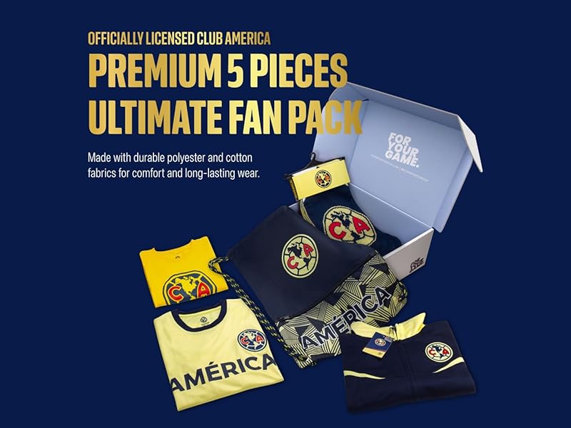 Ultimate Fan Pack: Officially Licensed Club America Soccer Ball, Scarf, Jacket & Shirts 5-Piece Value Set
