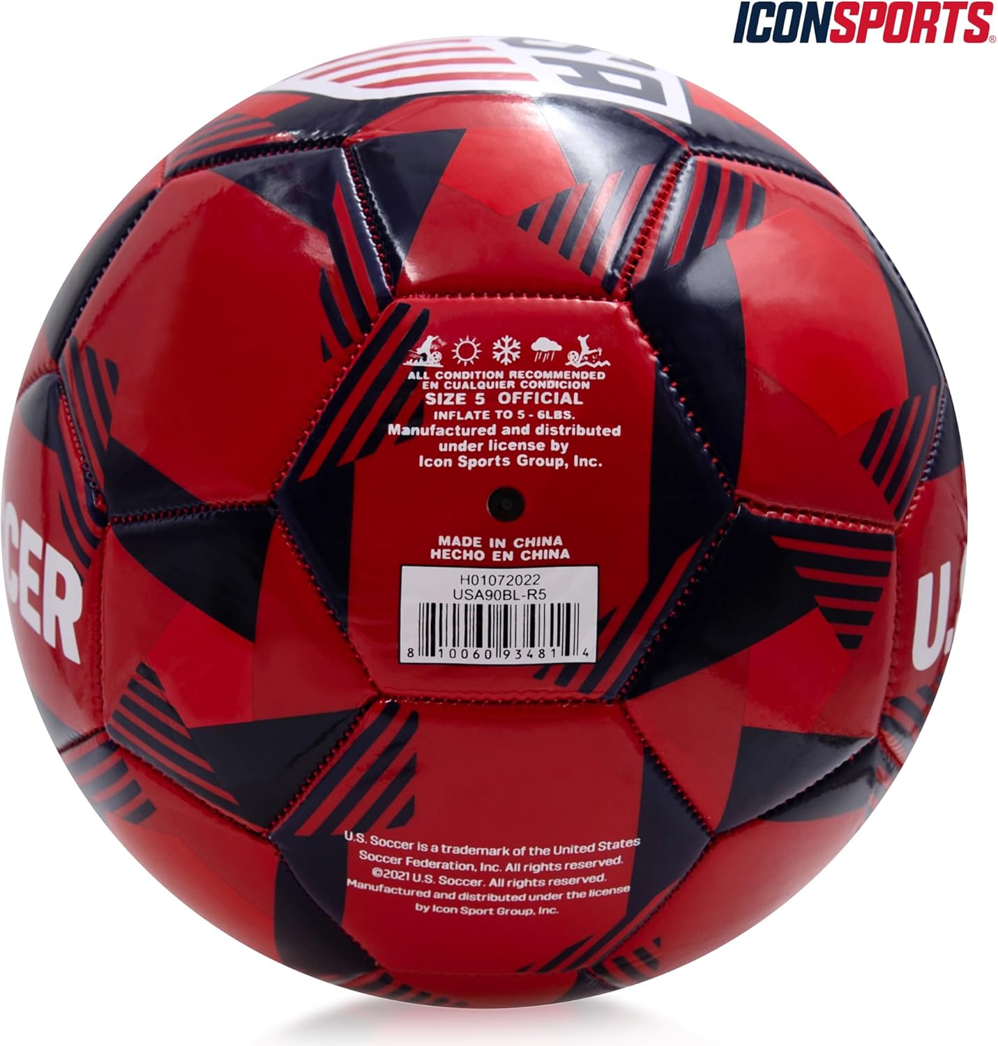 Officially Licensed U.S. Soccer Red Prism Soccer Ball