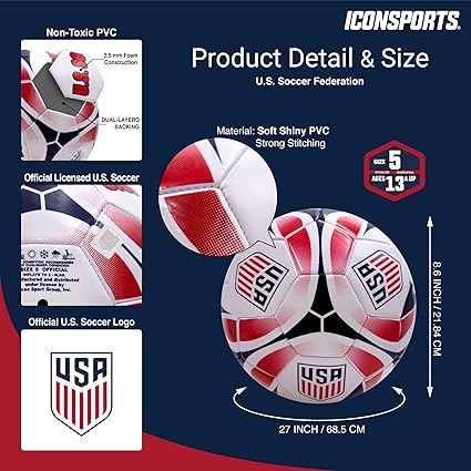 US Men's National Team Soccer Ball Size 5 USA83BL