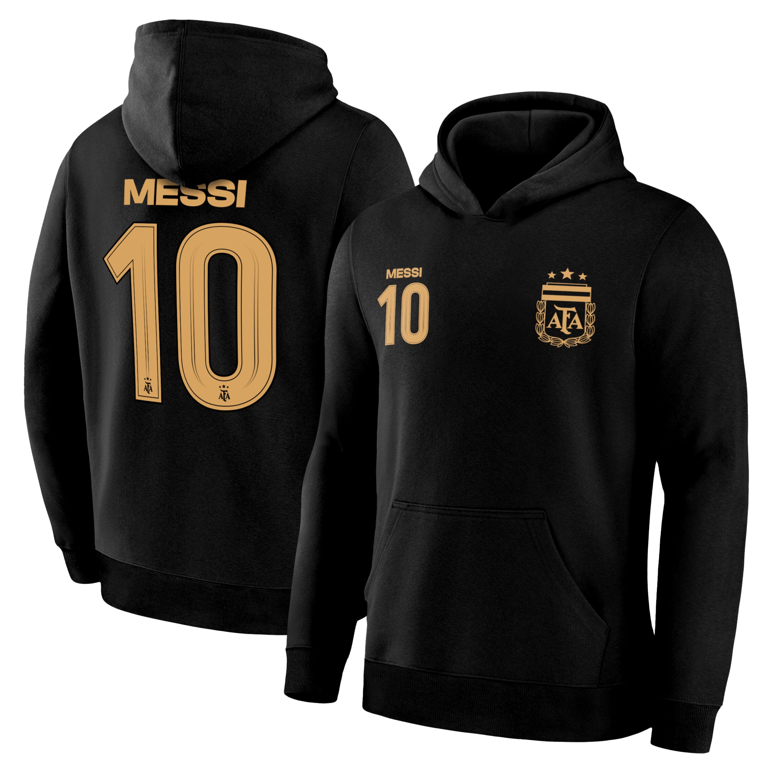 Lionel Messi Black Hoodie Front Back 
