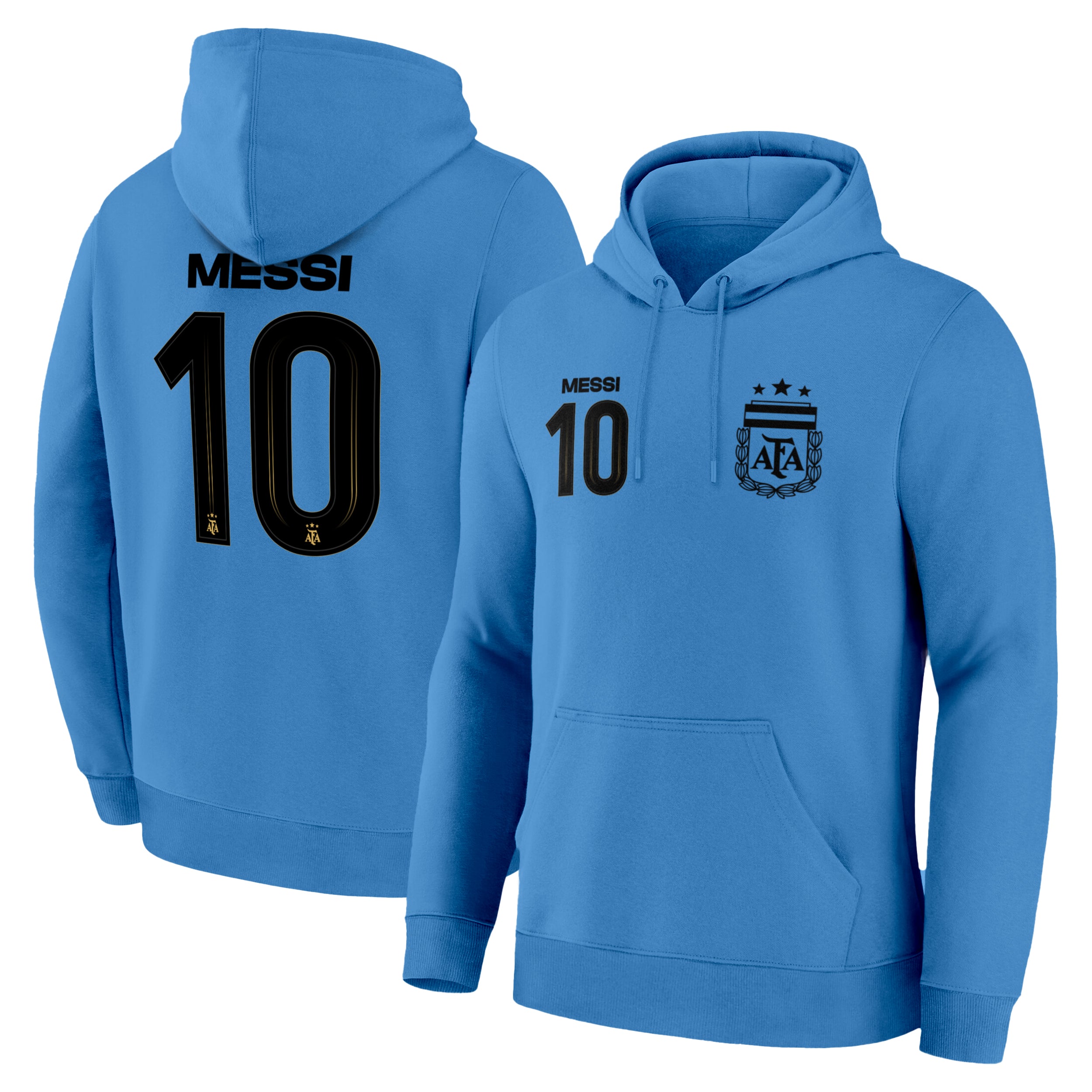 Lionel Messi Hoodie Front Back Light Blue