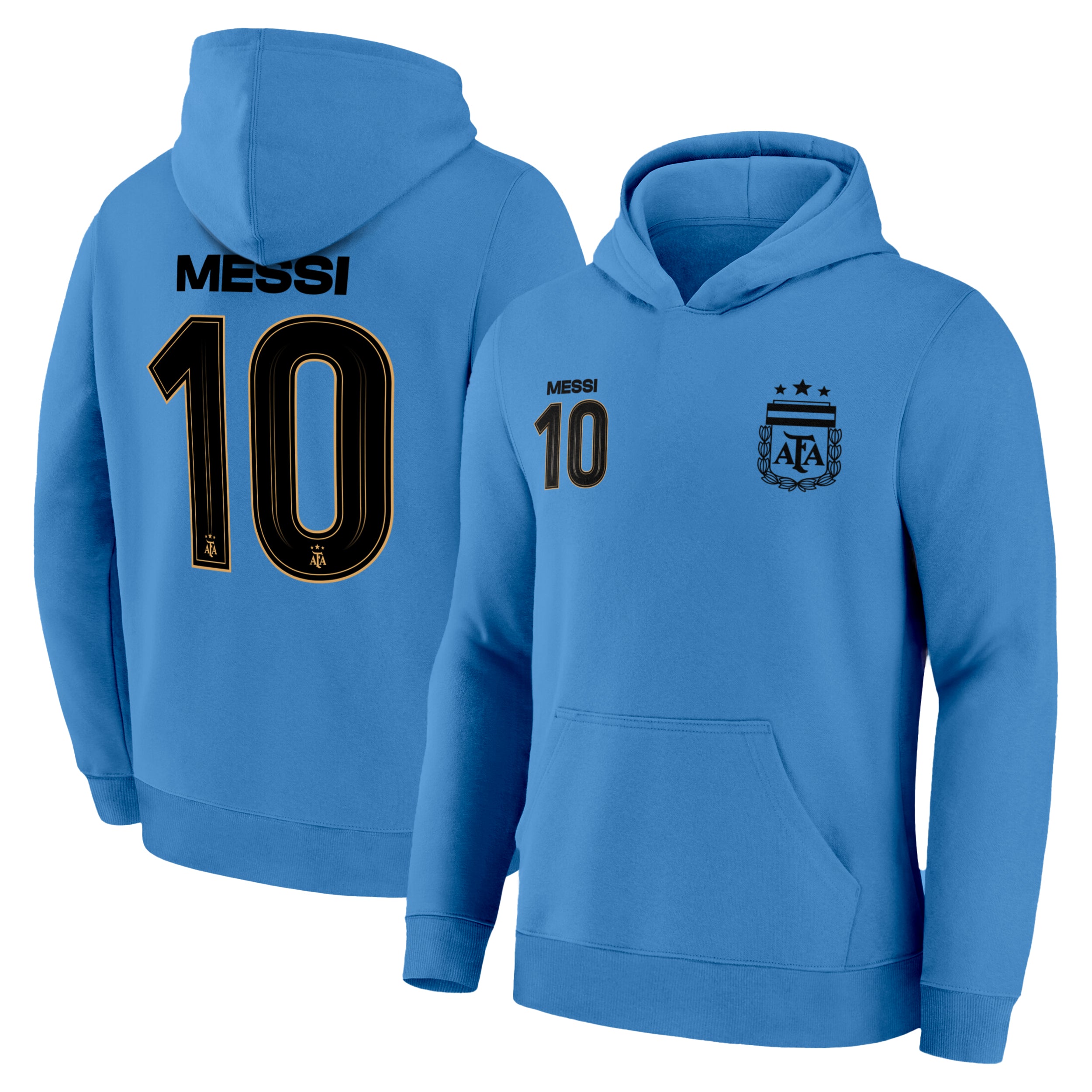 Lionel Messi Light Blue Hoodie Front Back 