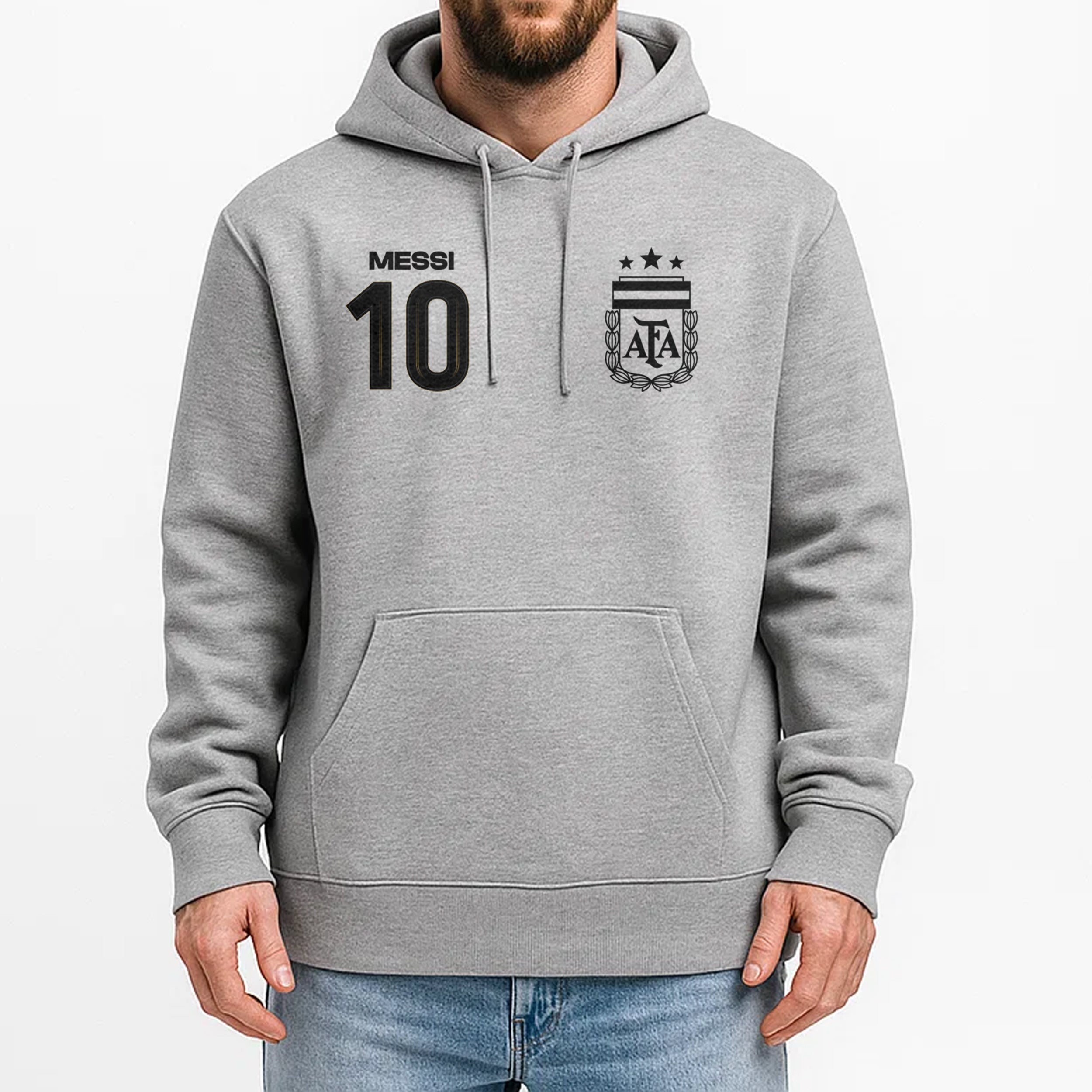 Lionel Messi Hoodie Model Light Grey