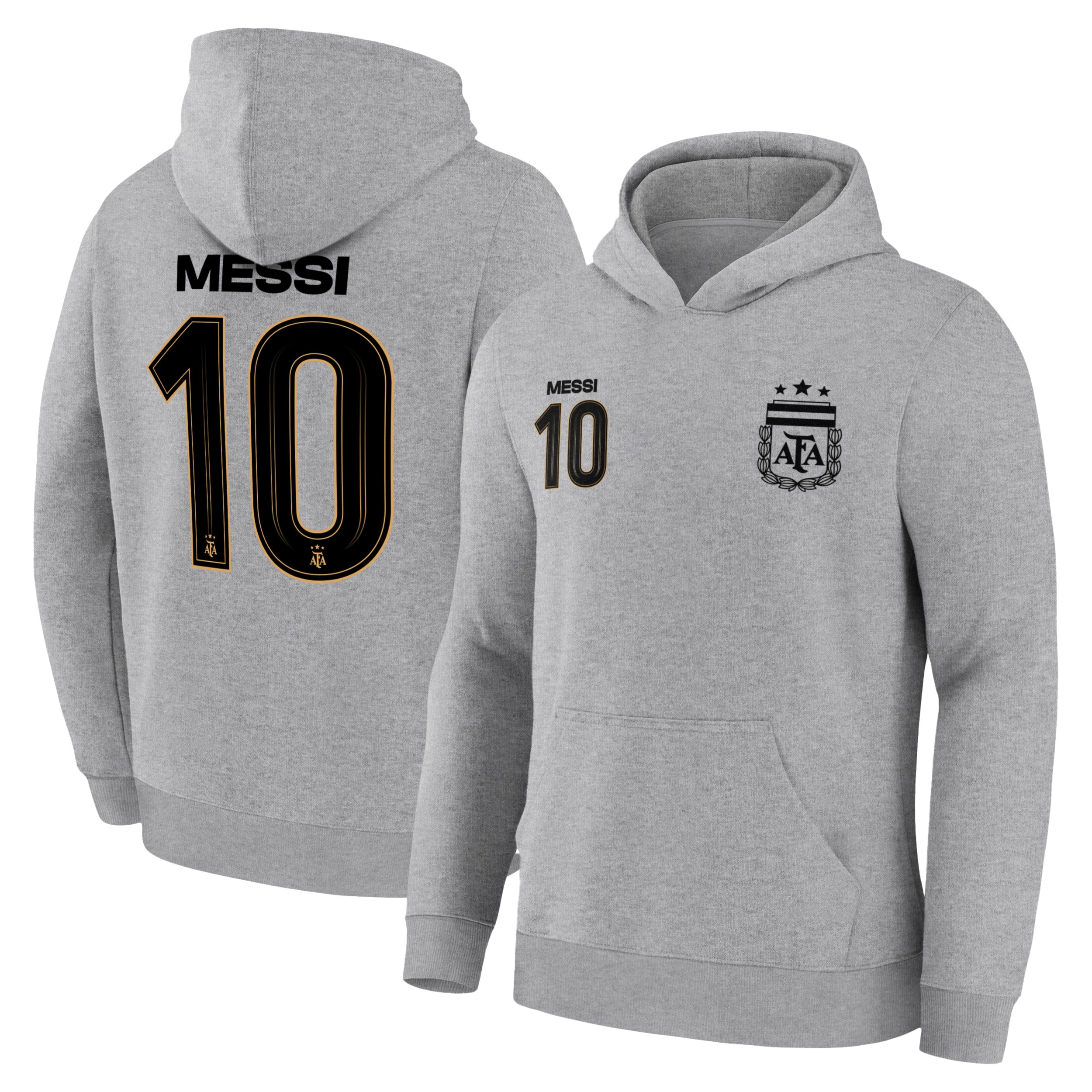 Lionel Messi Light Grey Hoodie Front Back 