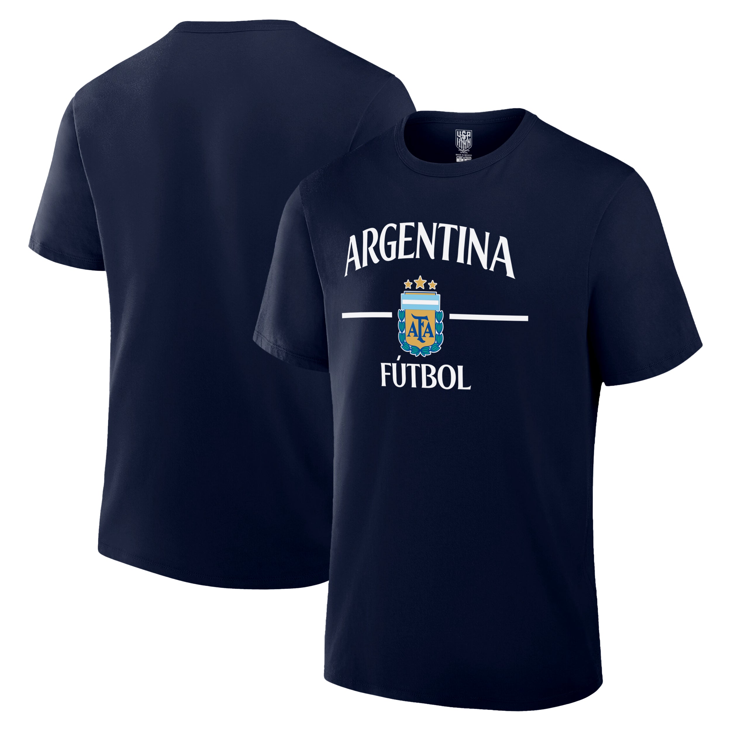 Argentina Navy T Shirt Front Back