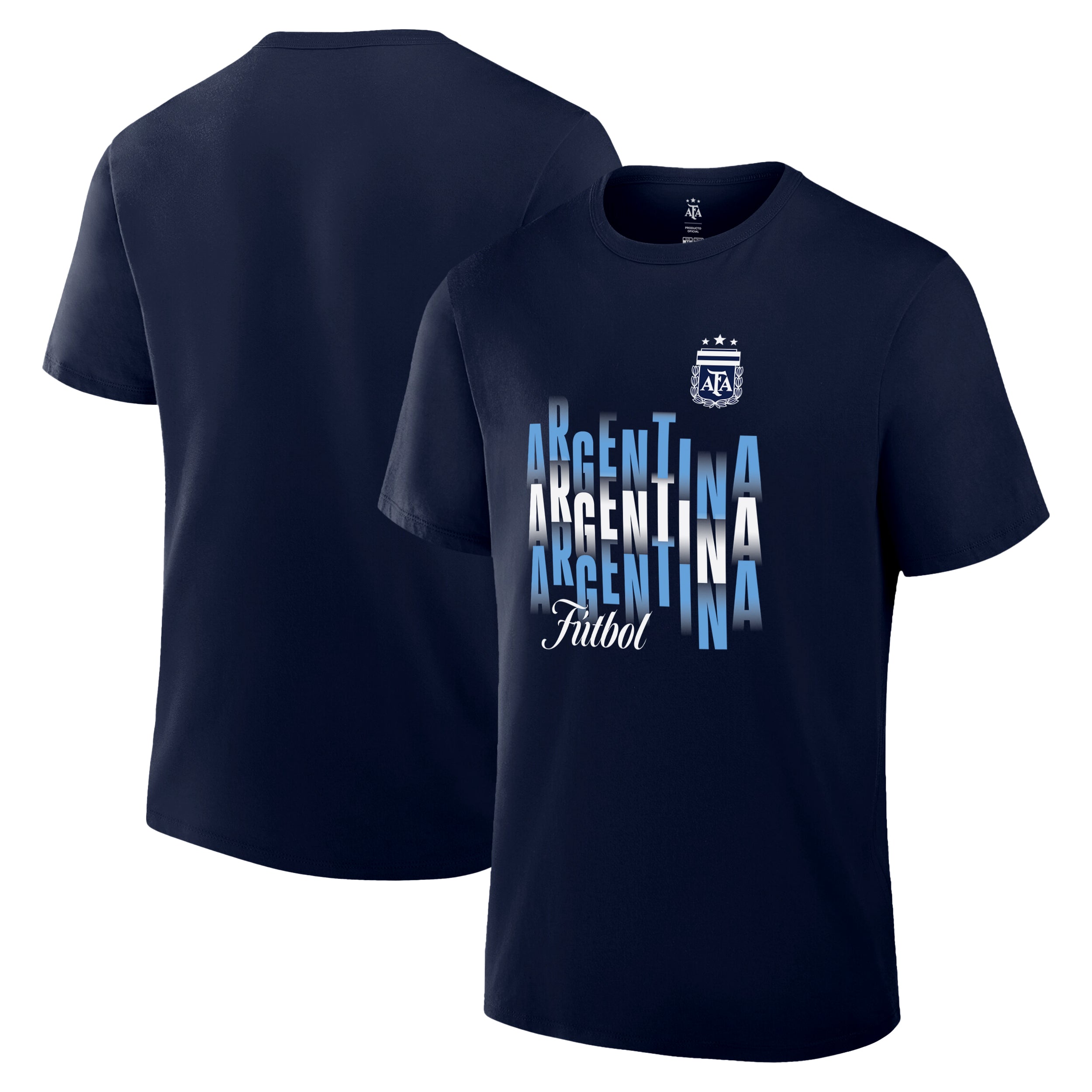Argentina Navy T Shirt Front Back