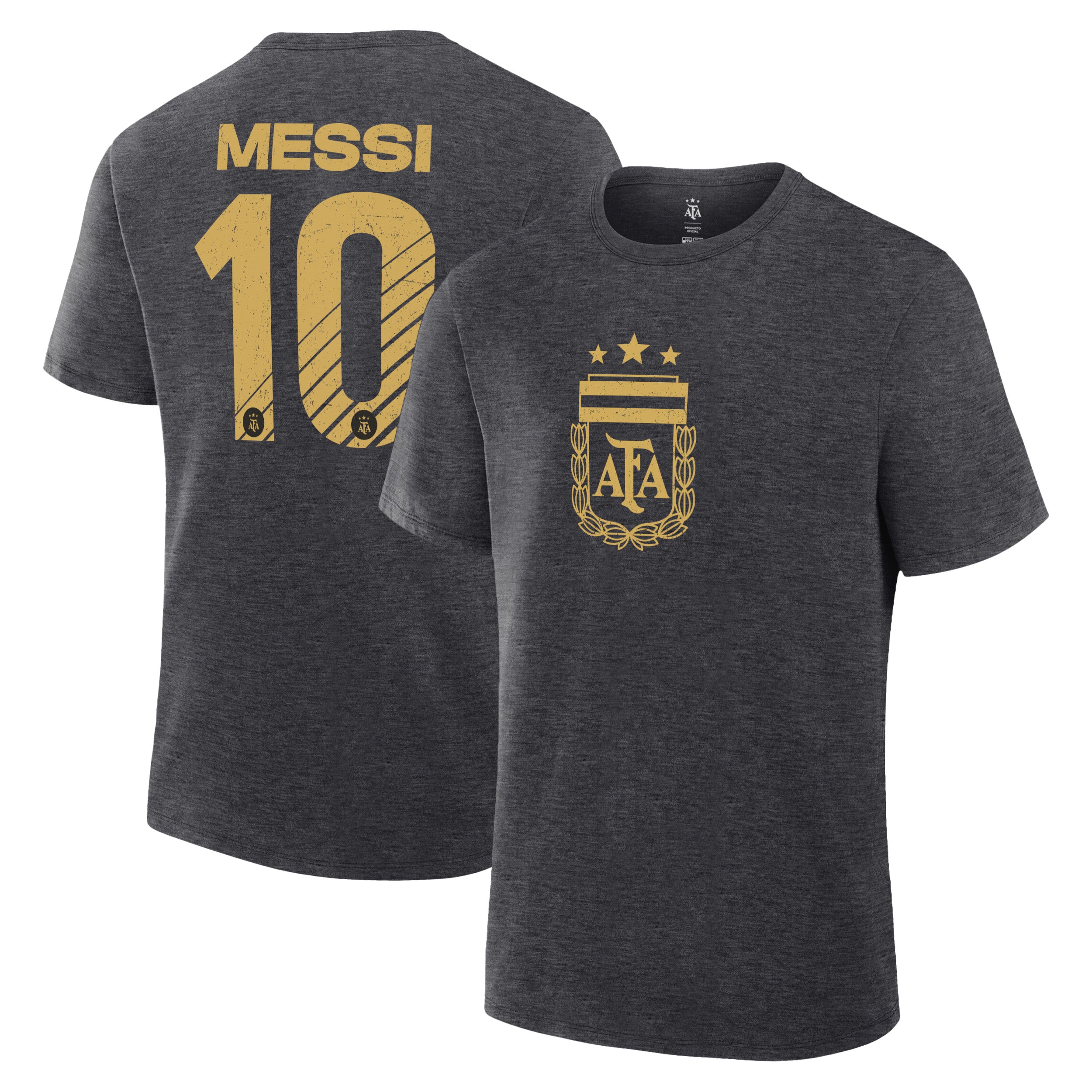 Argentina Heather Charcoal T-shirt Front Back