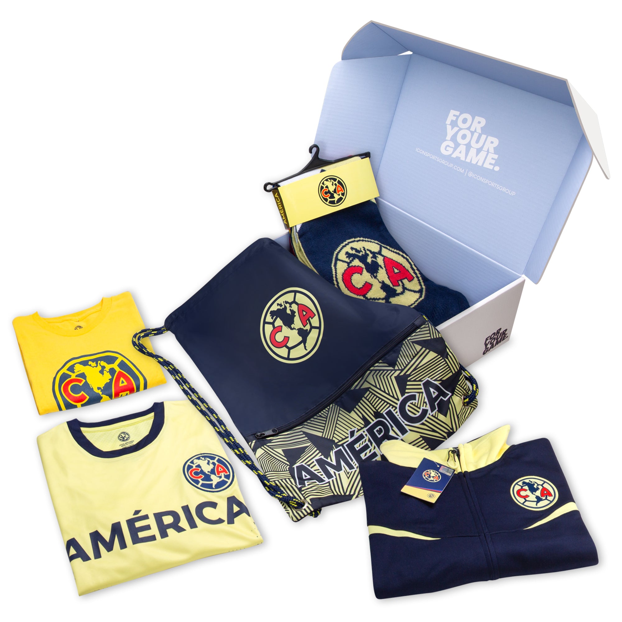 2024 Icon Sports Officially Licensed Club America Ultimate Fan Pack - Soccer Bag, Scarf, Jacket & Shirts Value Set