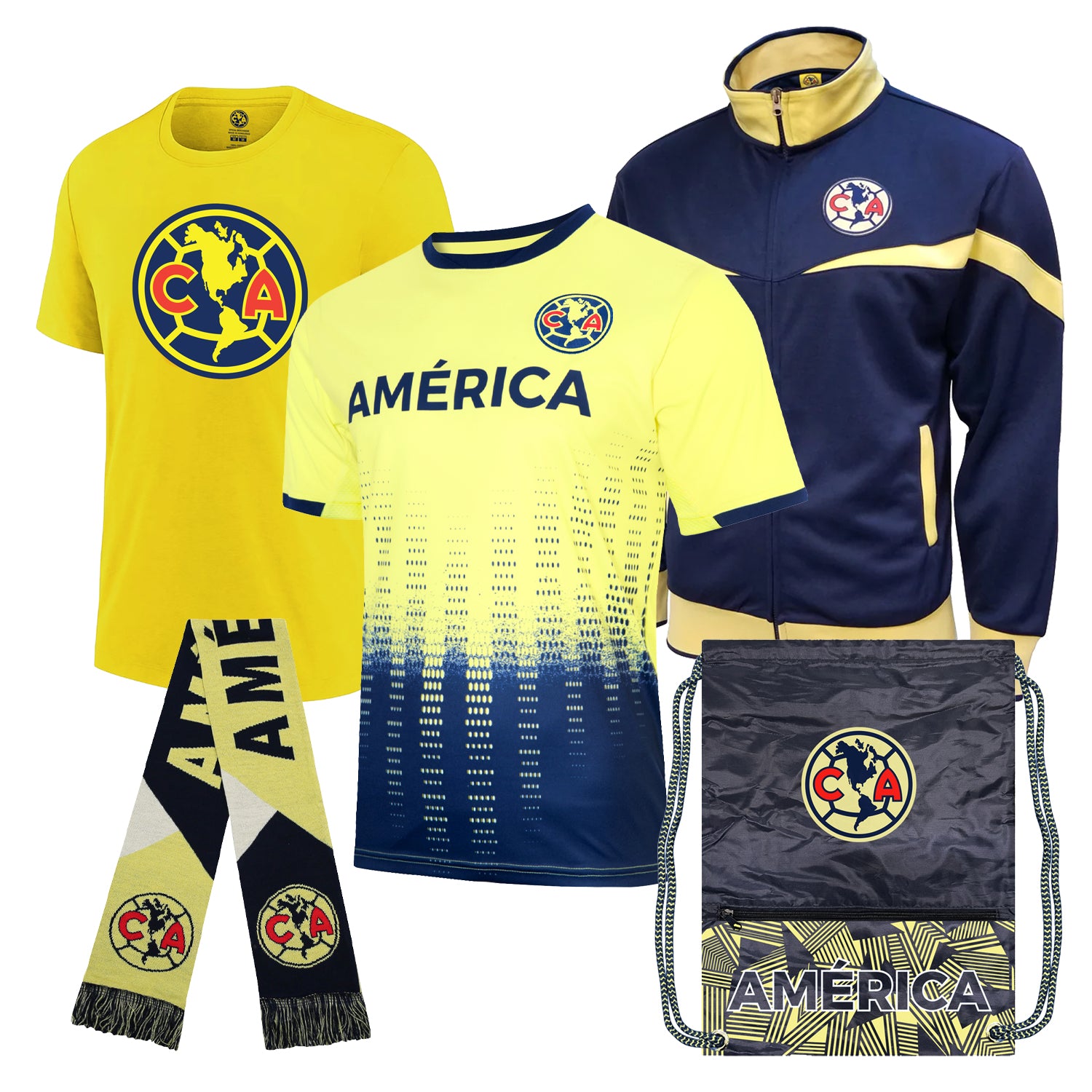 2024 Icon Sports Officially Licensed Club America Ultimate Fan Pack - Soccer Bag, Scarf, Jacket & Shirts Value Set