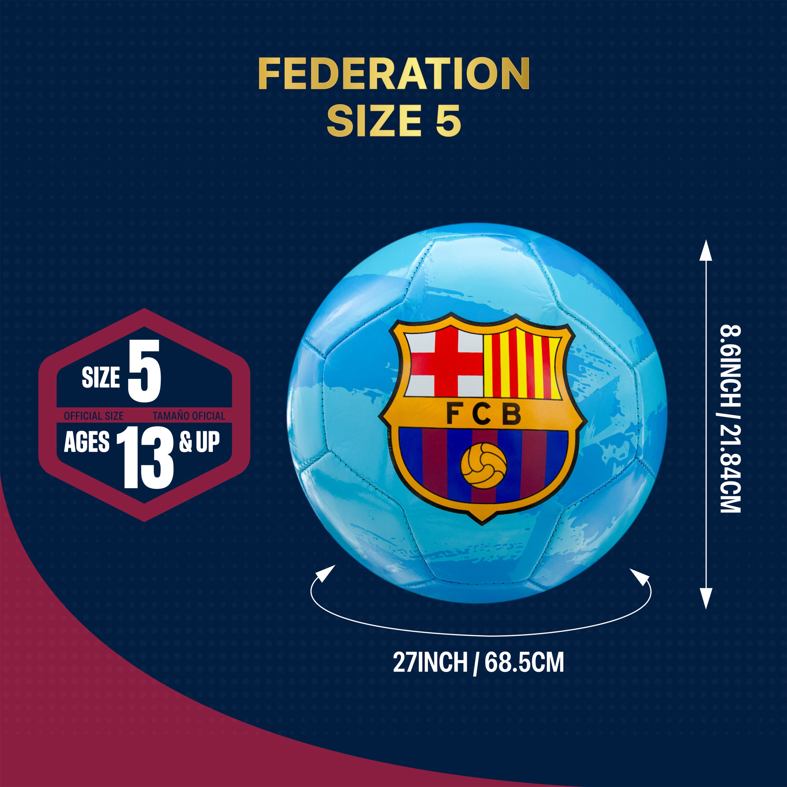 FC Barcelona Soccer Ball FCB93BL Size 5