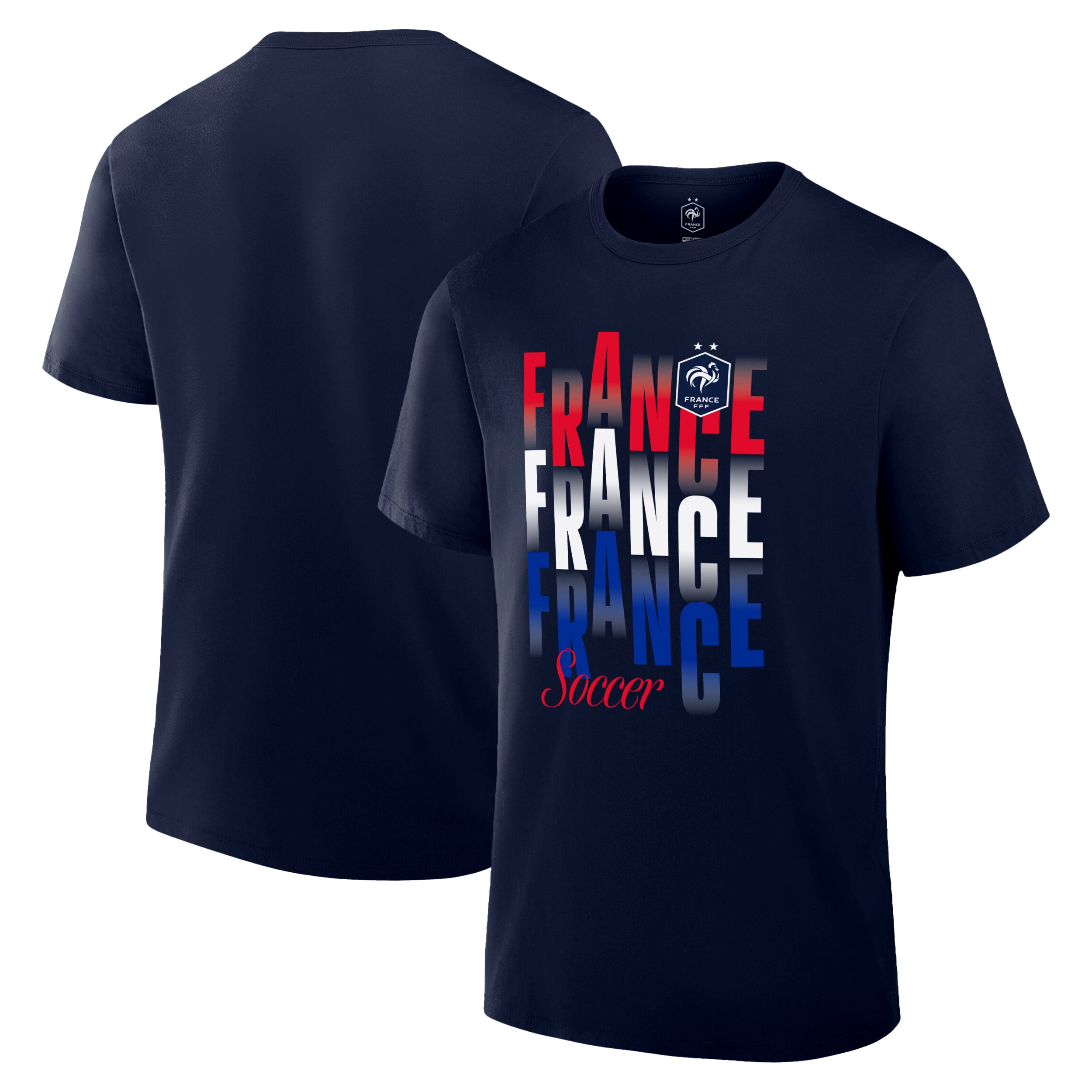 France T-Shirt Navy Front Back