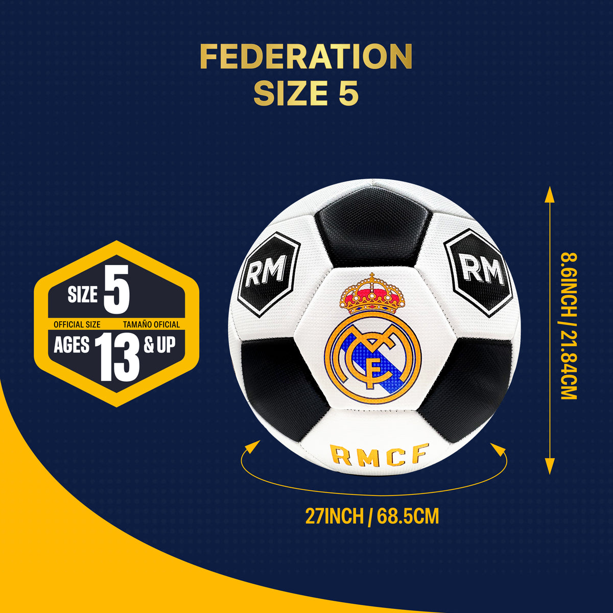Real Madrid CF Soccer Ball RM51BLT Size