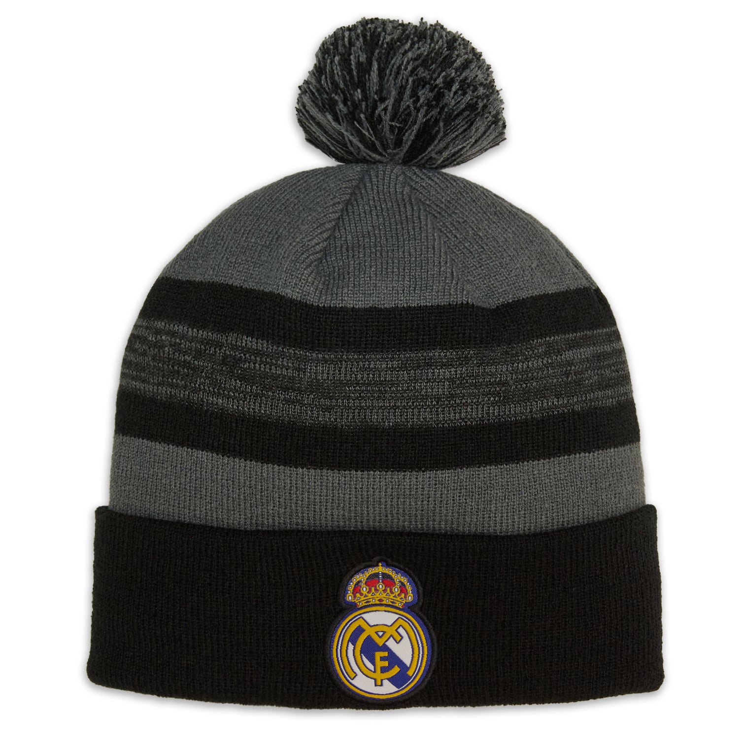 Real Madrid CF Striped Premium Soft Knit Pom Beanie