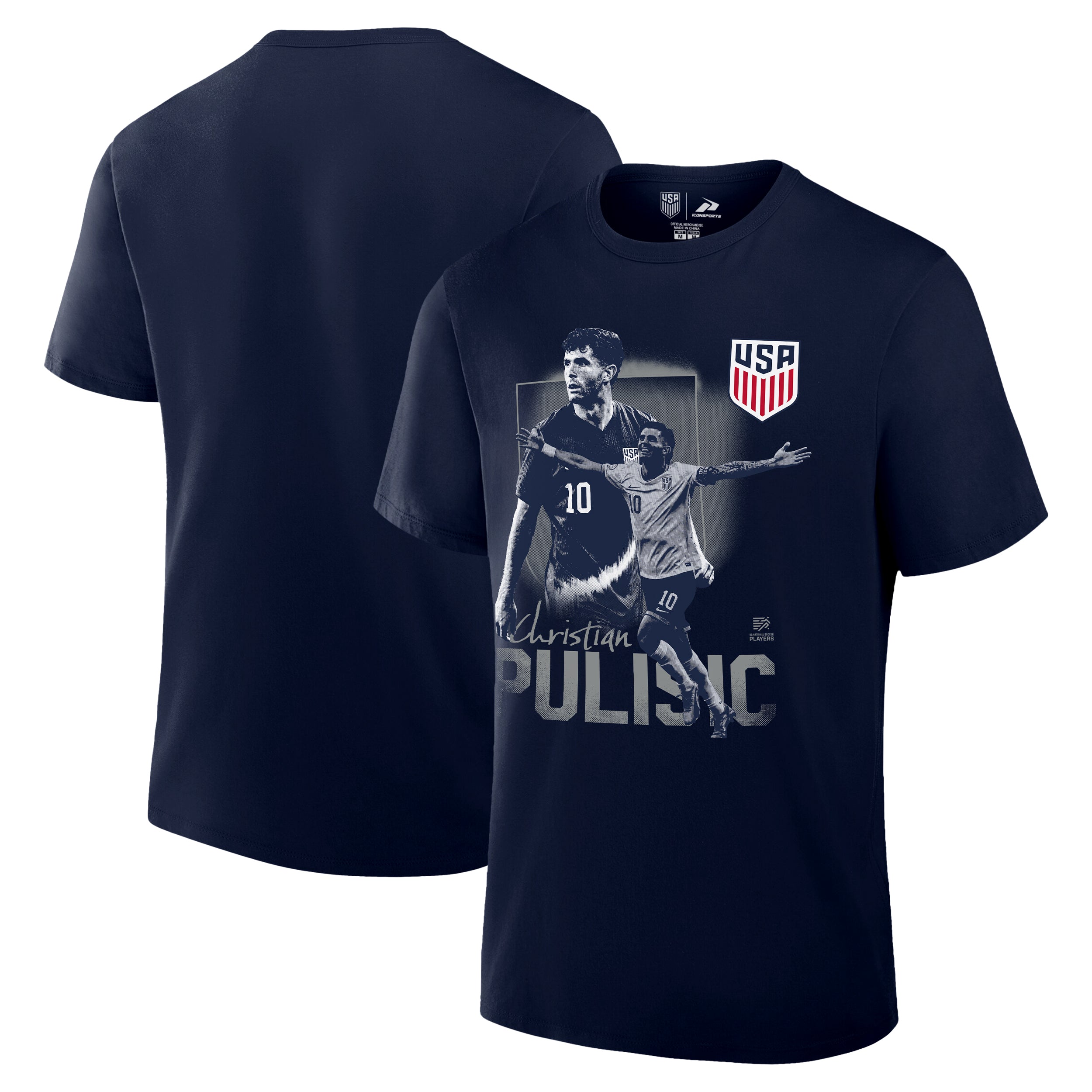 Men National Team Pulisic Navy Shirt Front Back
