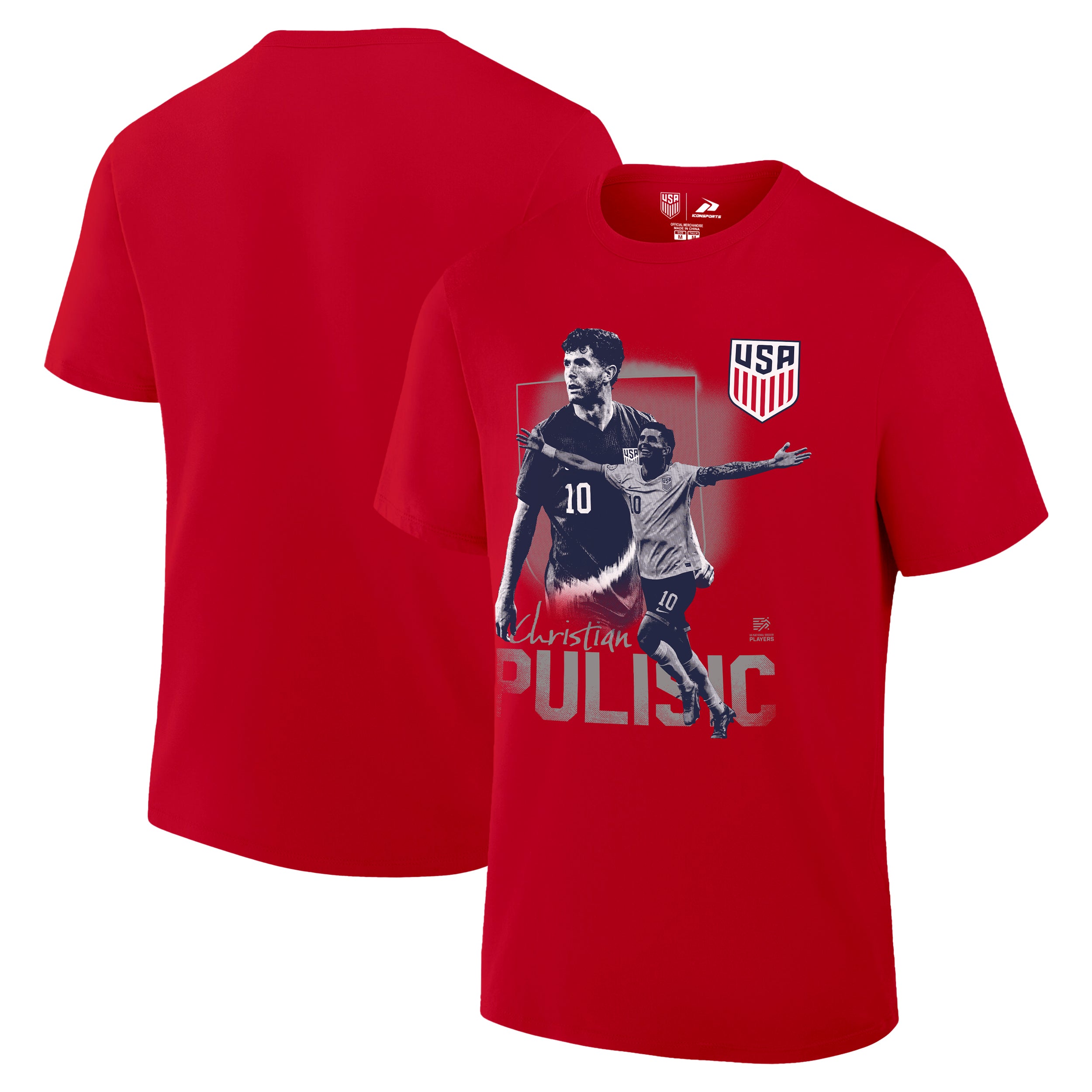 Men National Team Pulisic Red Shirt Front Back