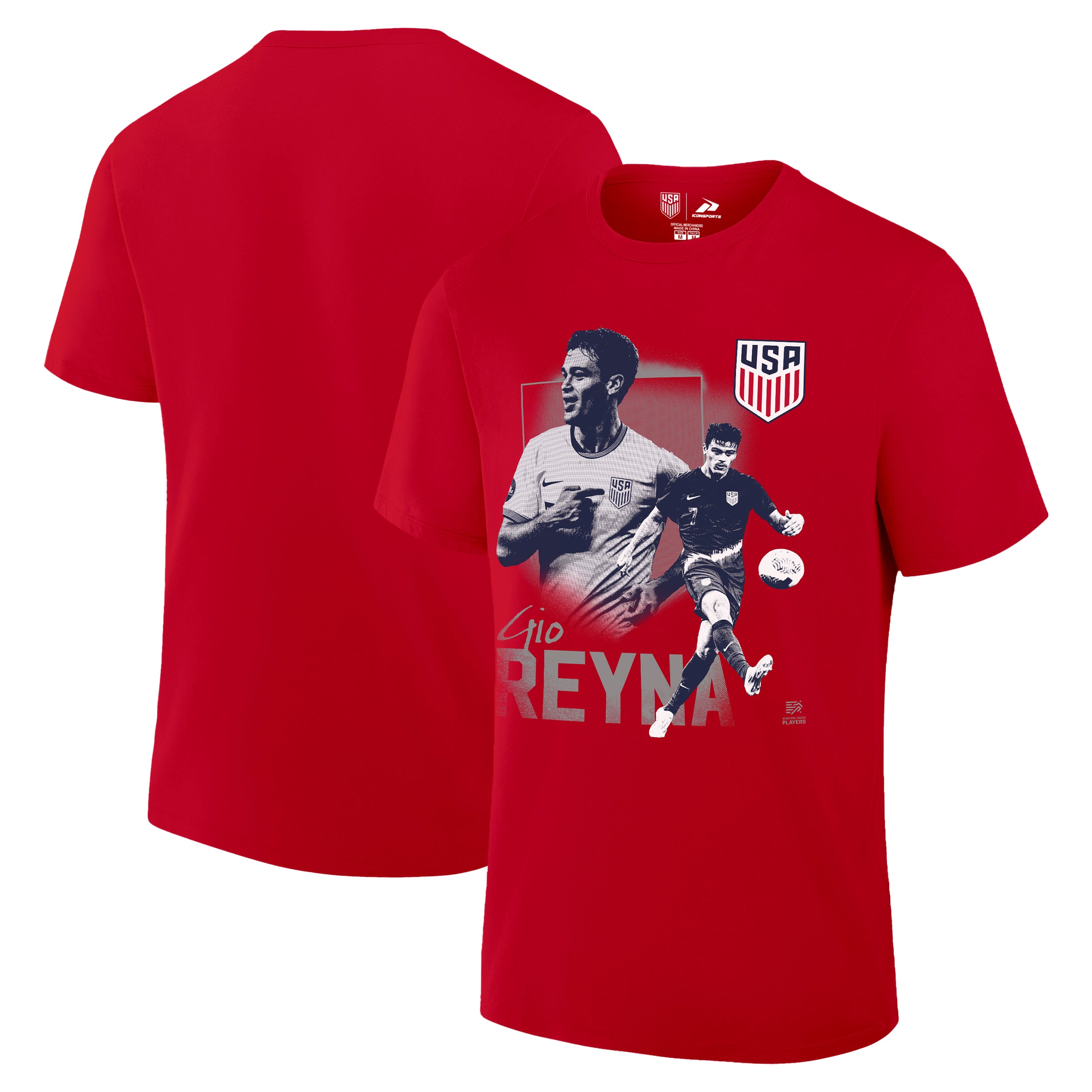 Men National Team Reyna Red Shirt Front Back