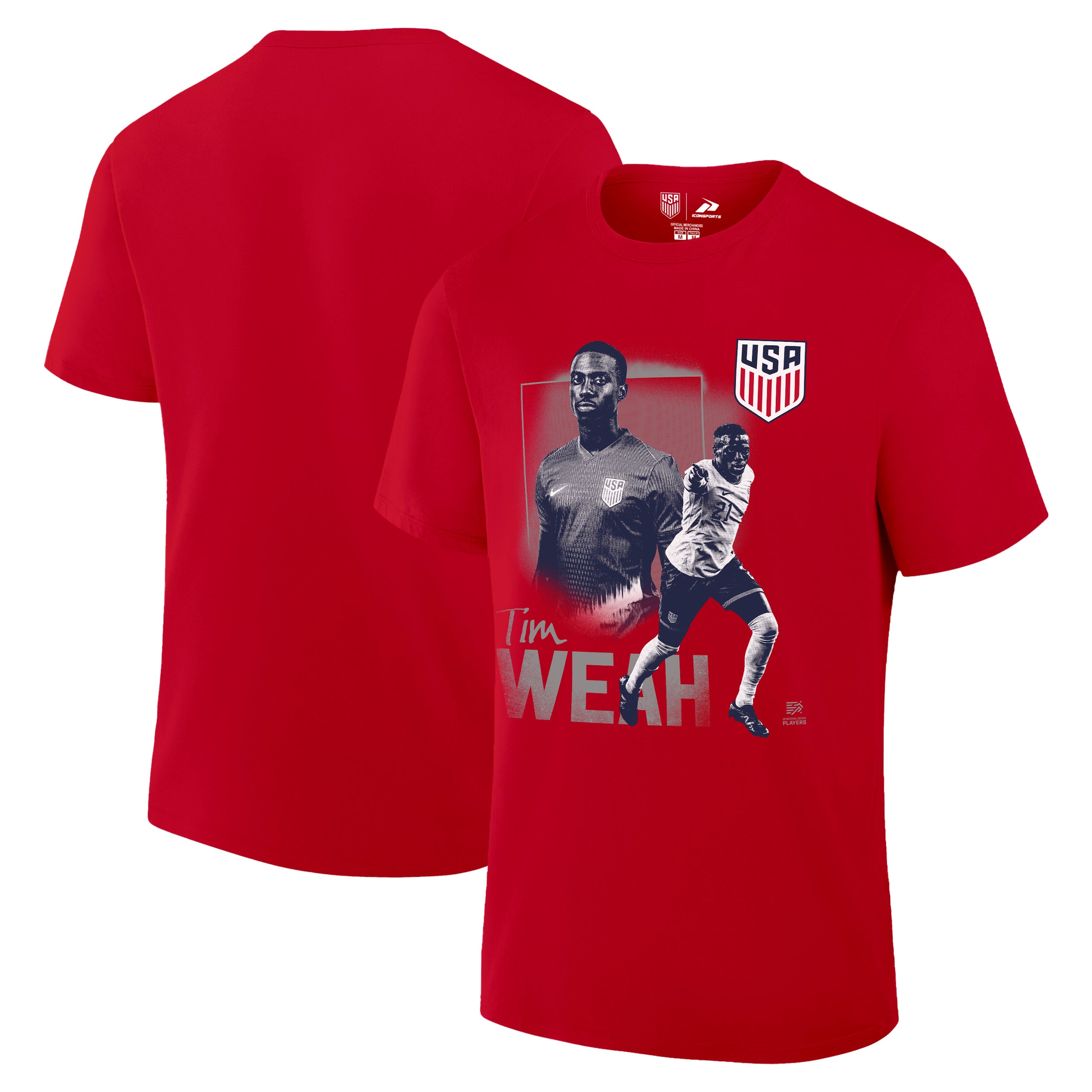 Men National Team Weah Red Shirt Front Back