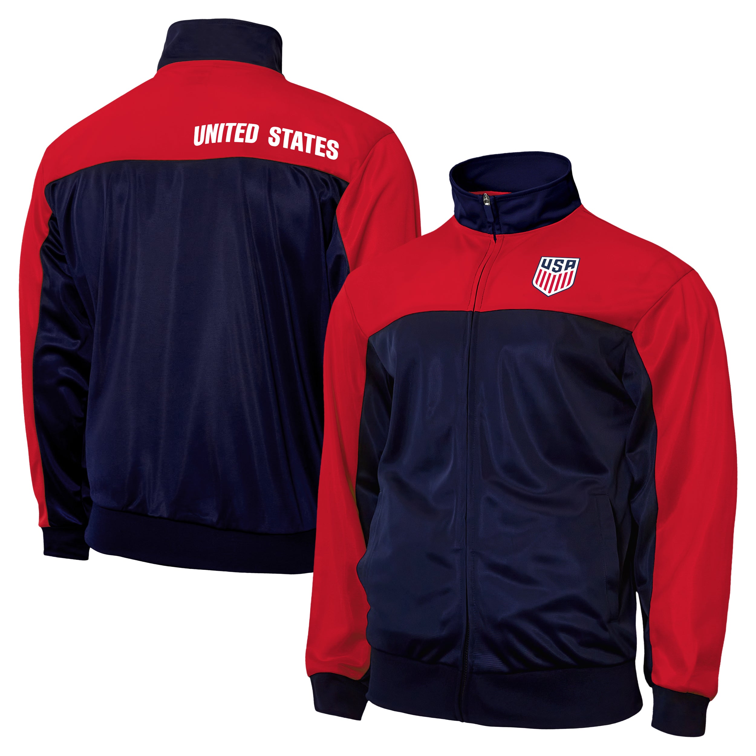 USA Unisex Track Jacket Front Back Navy