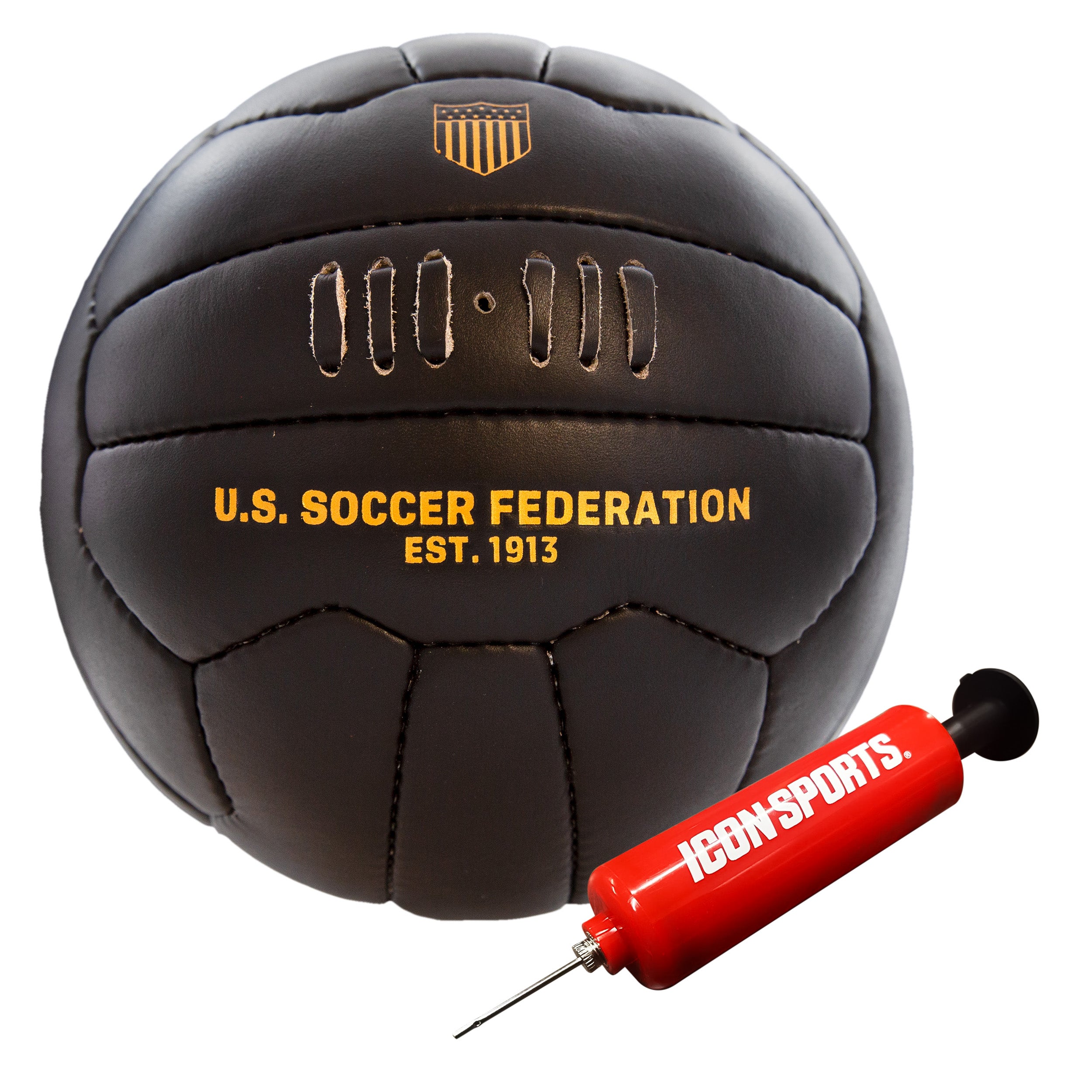 Brown Leather Soccer Ball Front