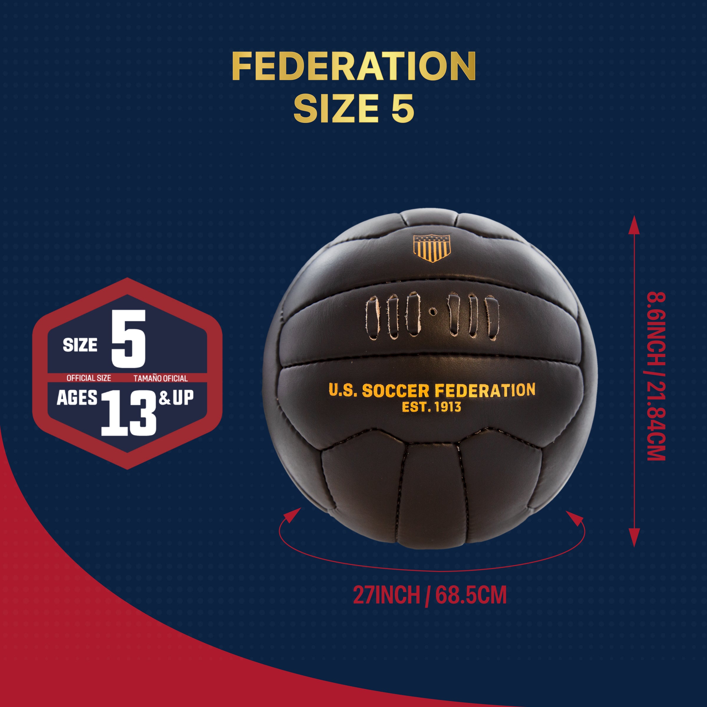 Brown Leather Soccer Ball Detail 1
