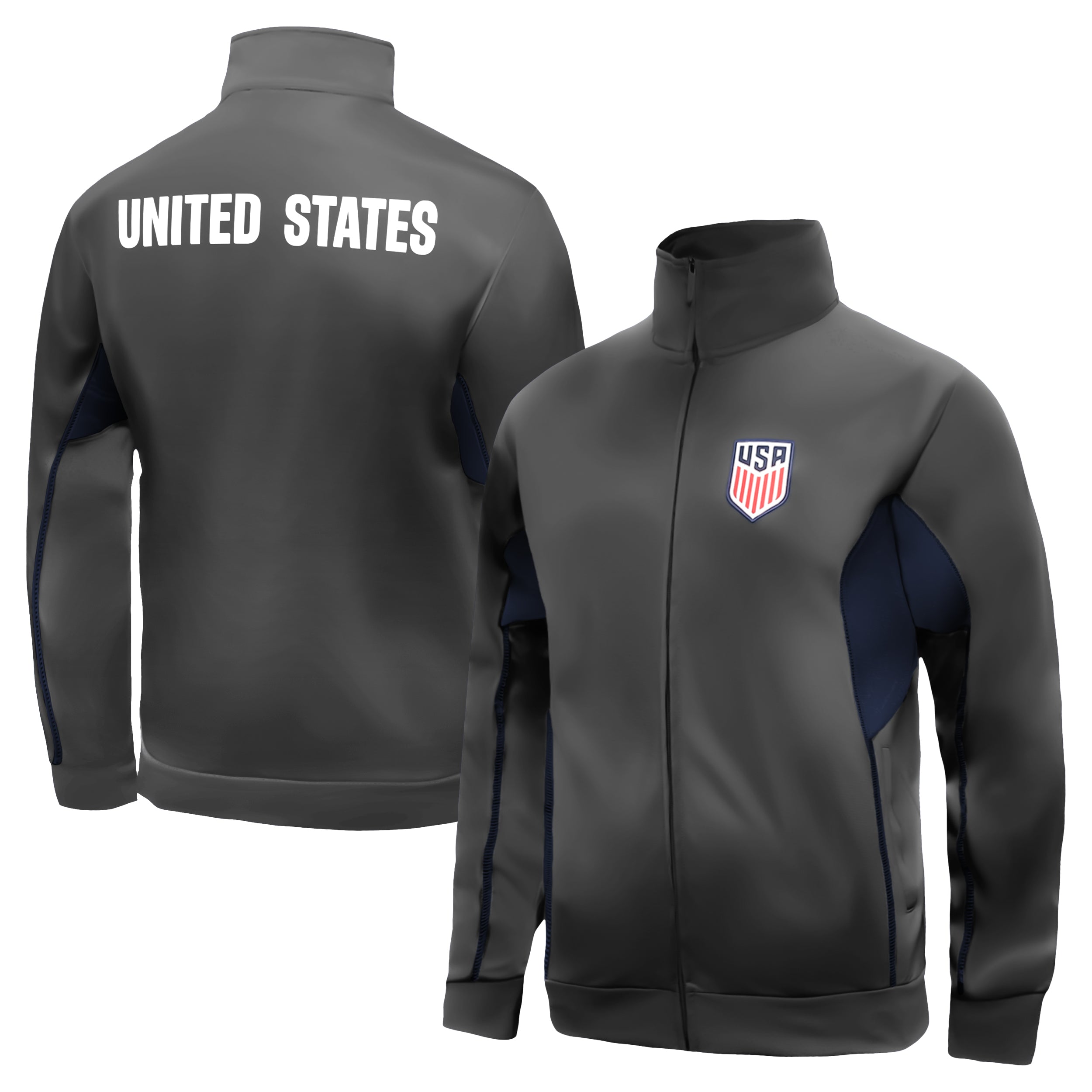 US Men's National Team Track Jacket Grey Front Back