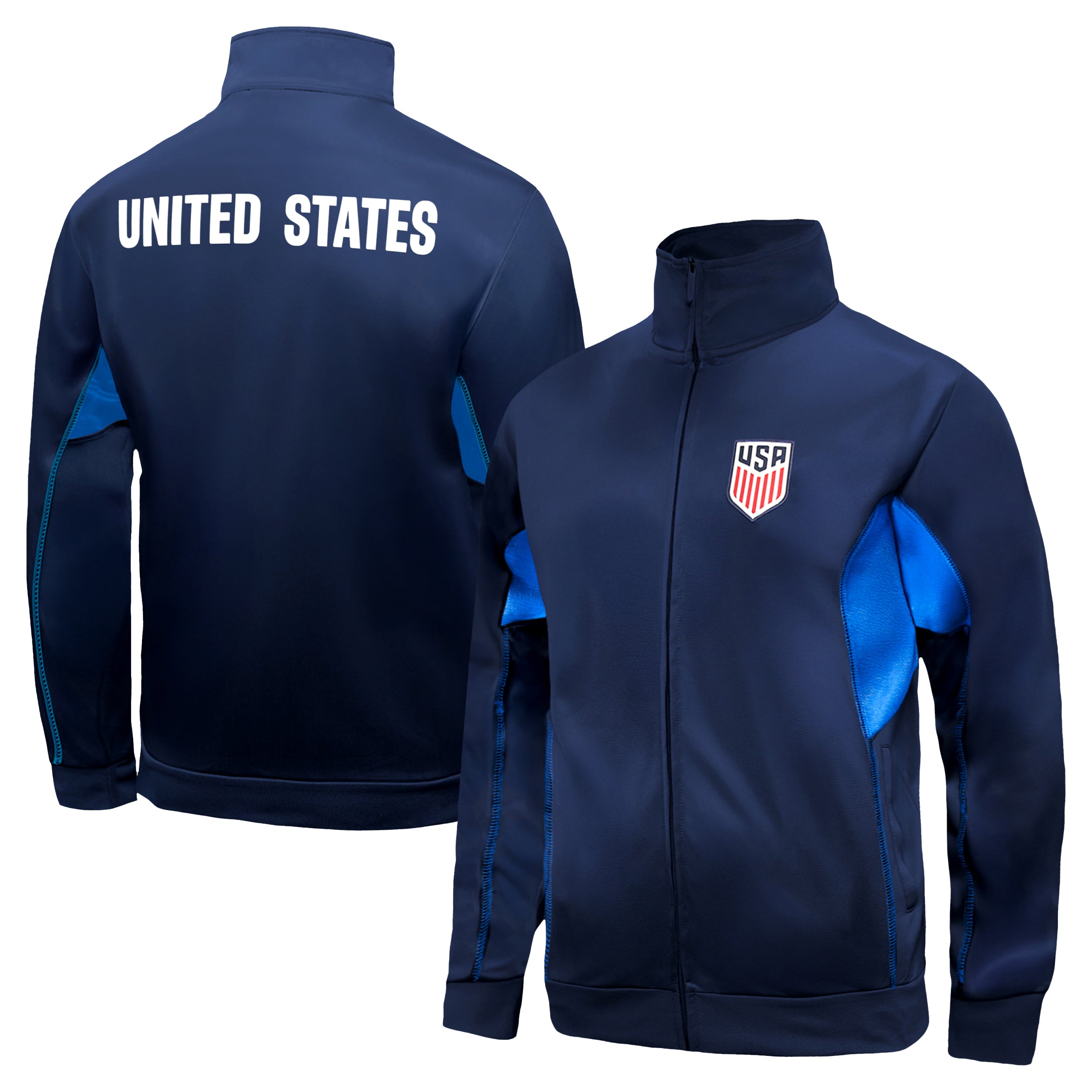US Men's National Team Track Jacket Blue Front Back