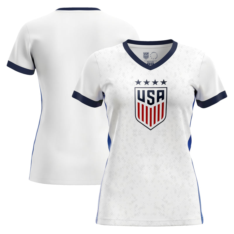 white/blue jersey