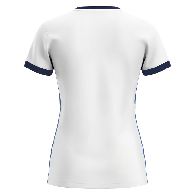 white/blue jersey
