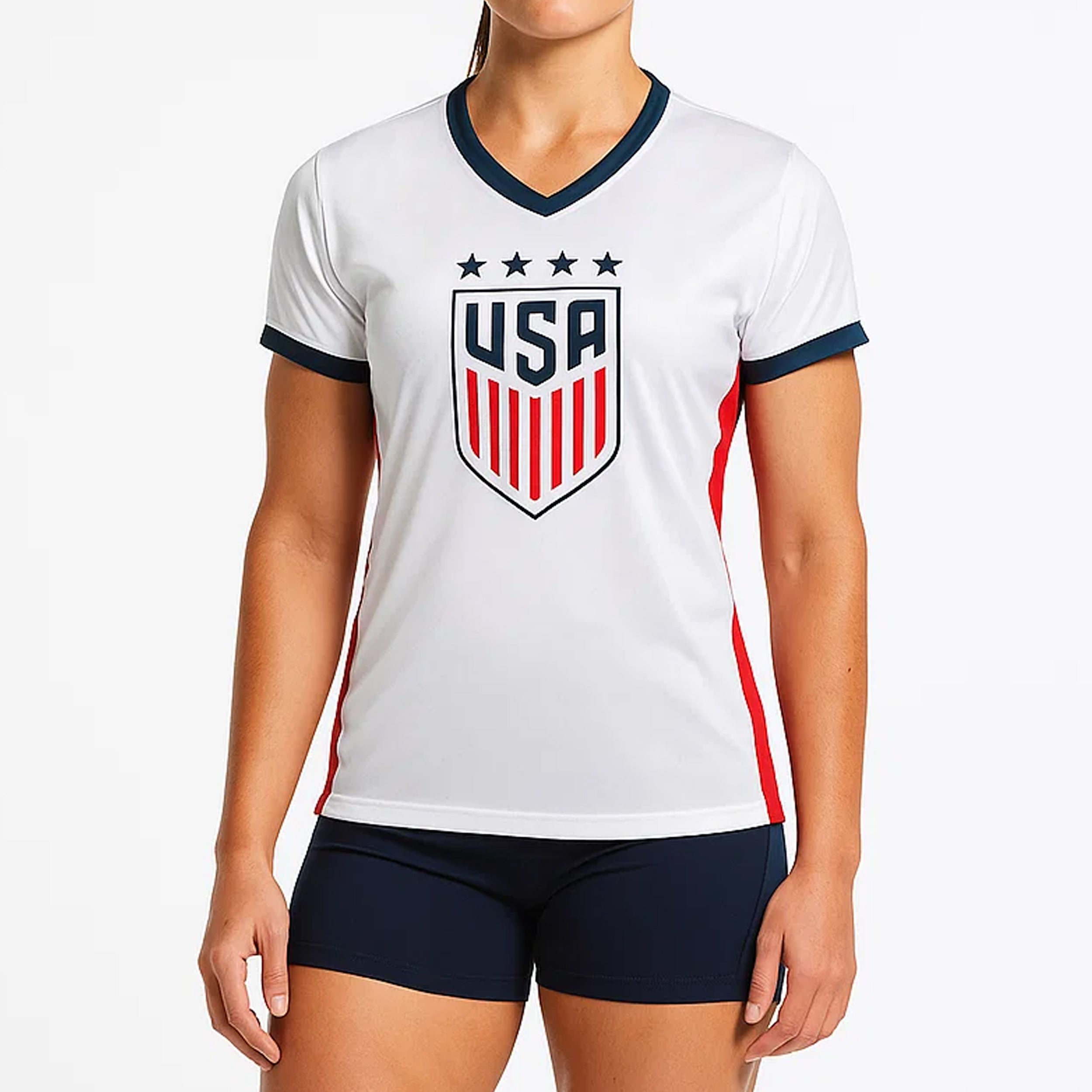 US Women Red Shirt Model