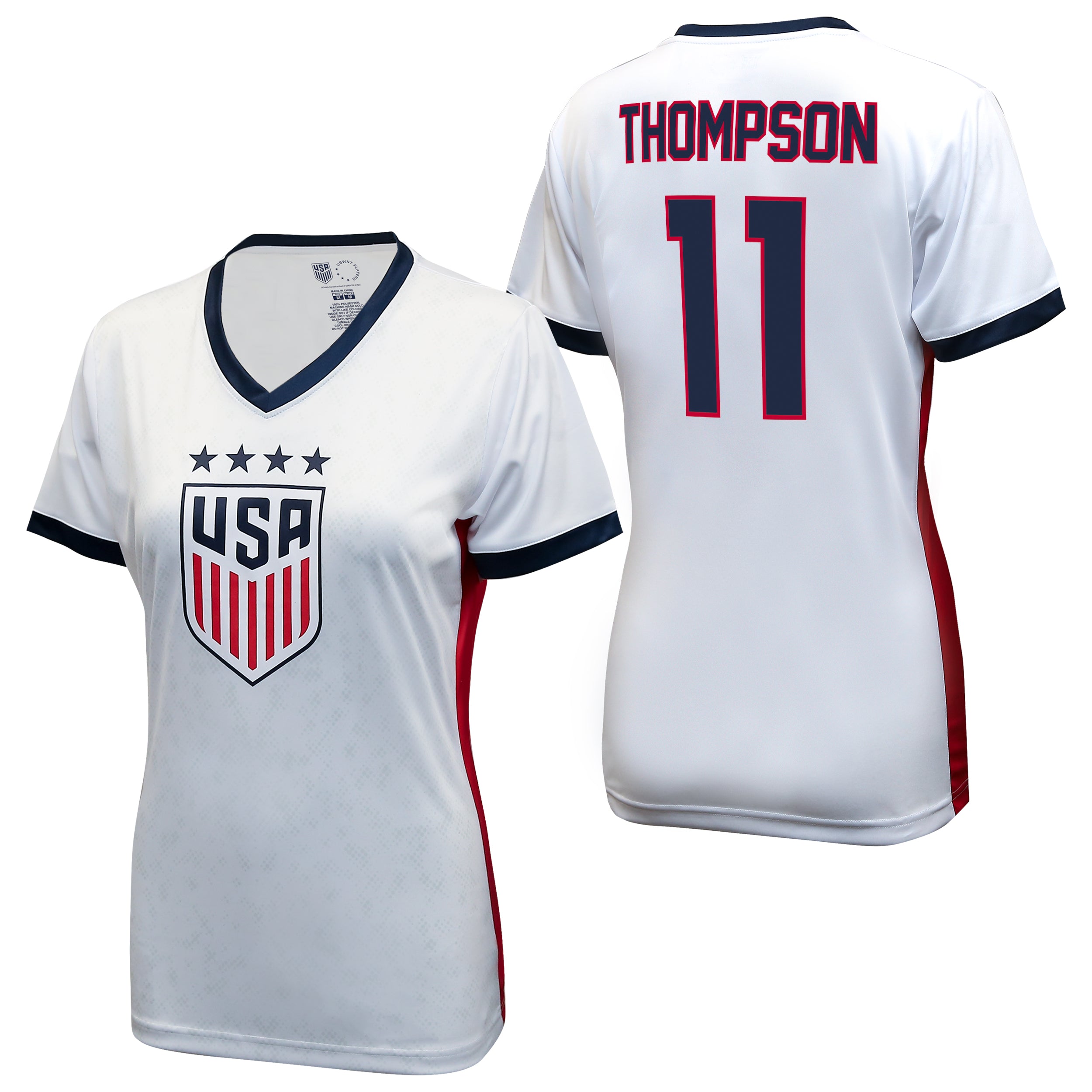 White US Women National Team Shirt Front Back Adult