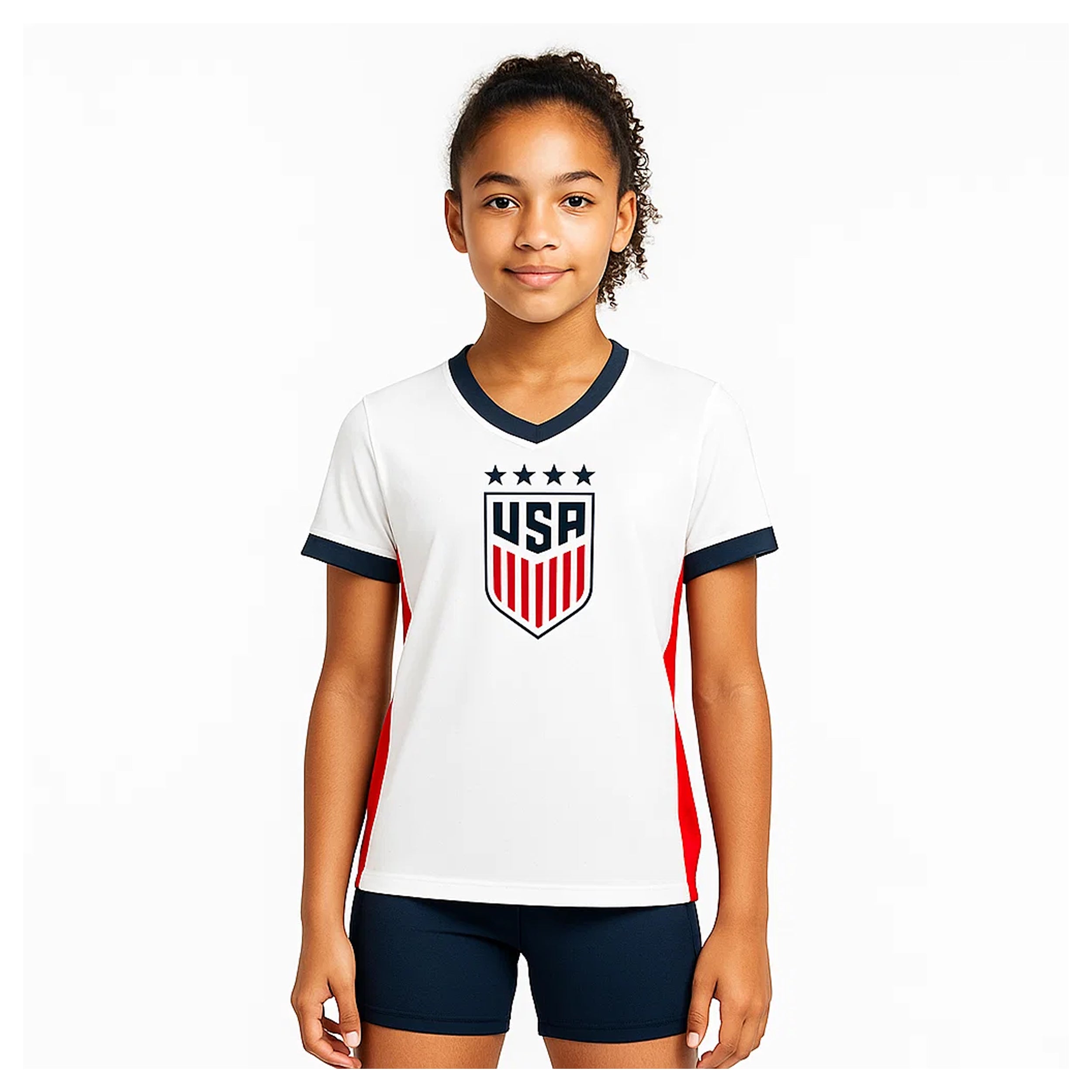 US Women Red Shirt Model
