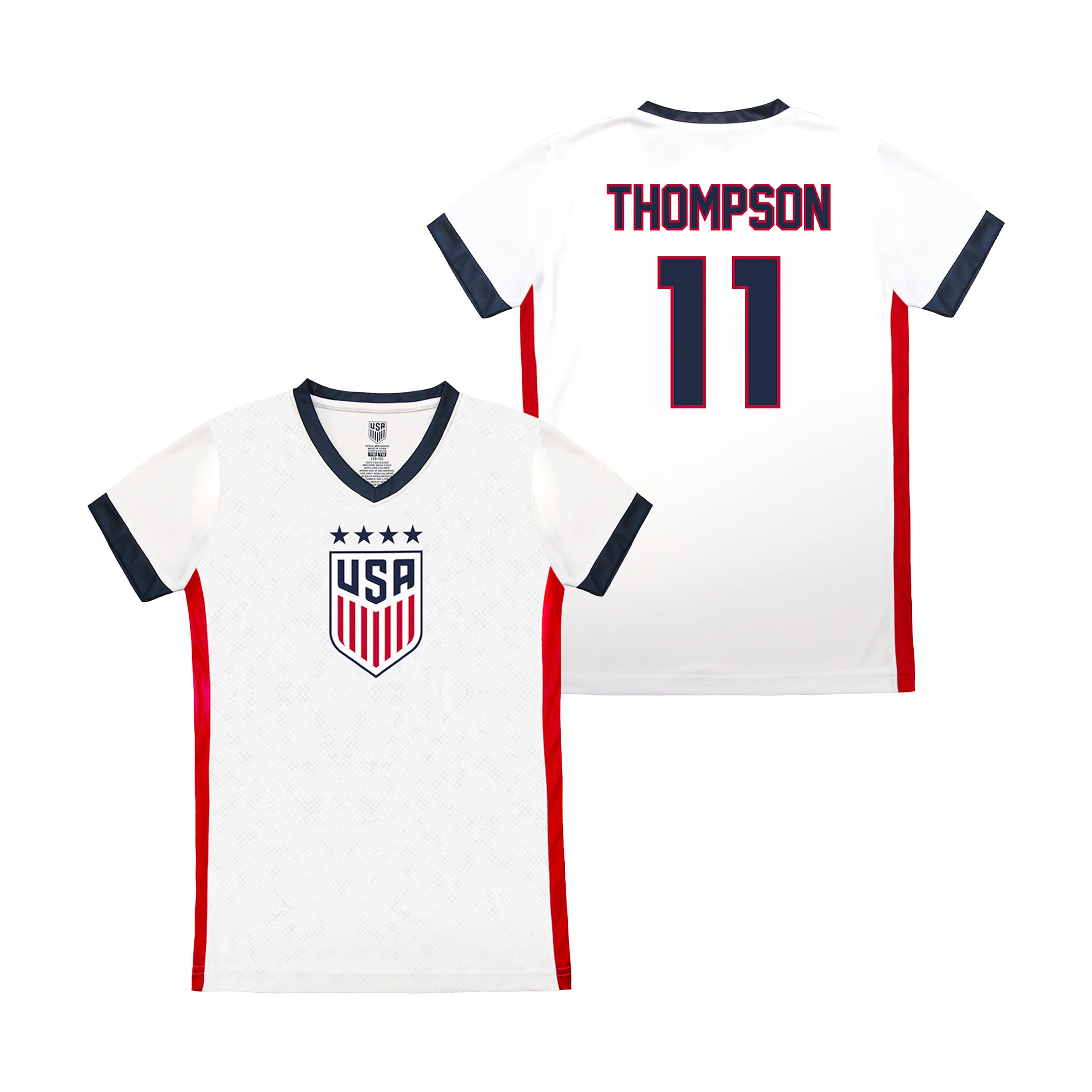 White US Women National Team Shirt Front Back Youth