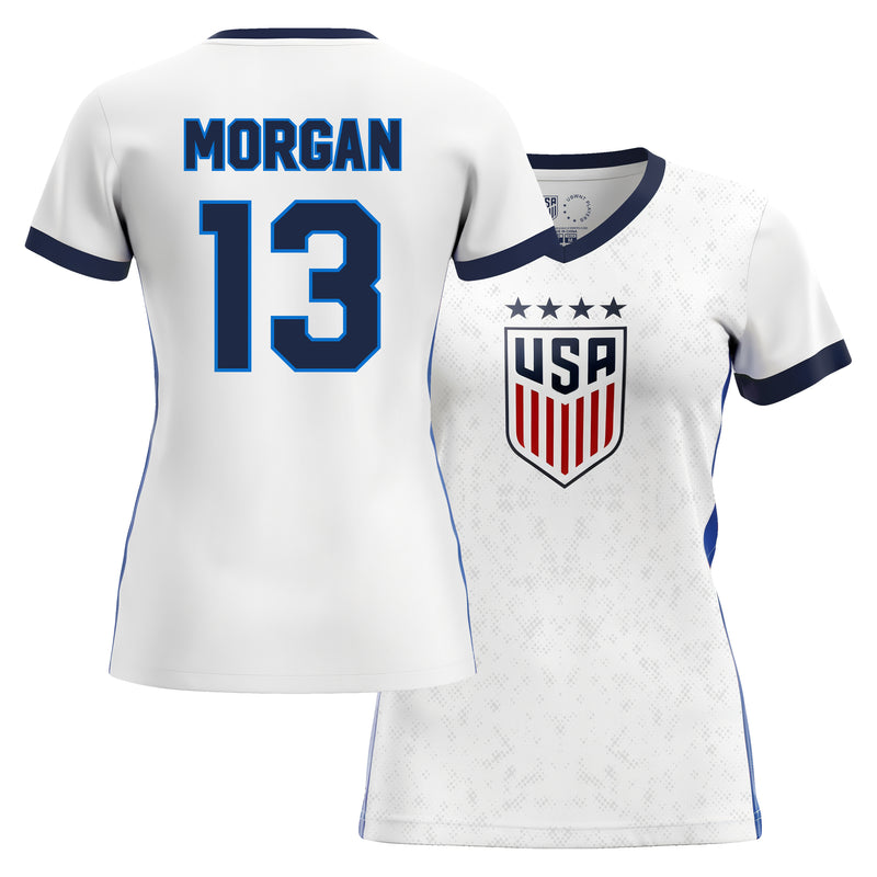 white/blue jersey