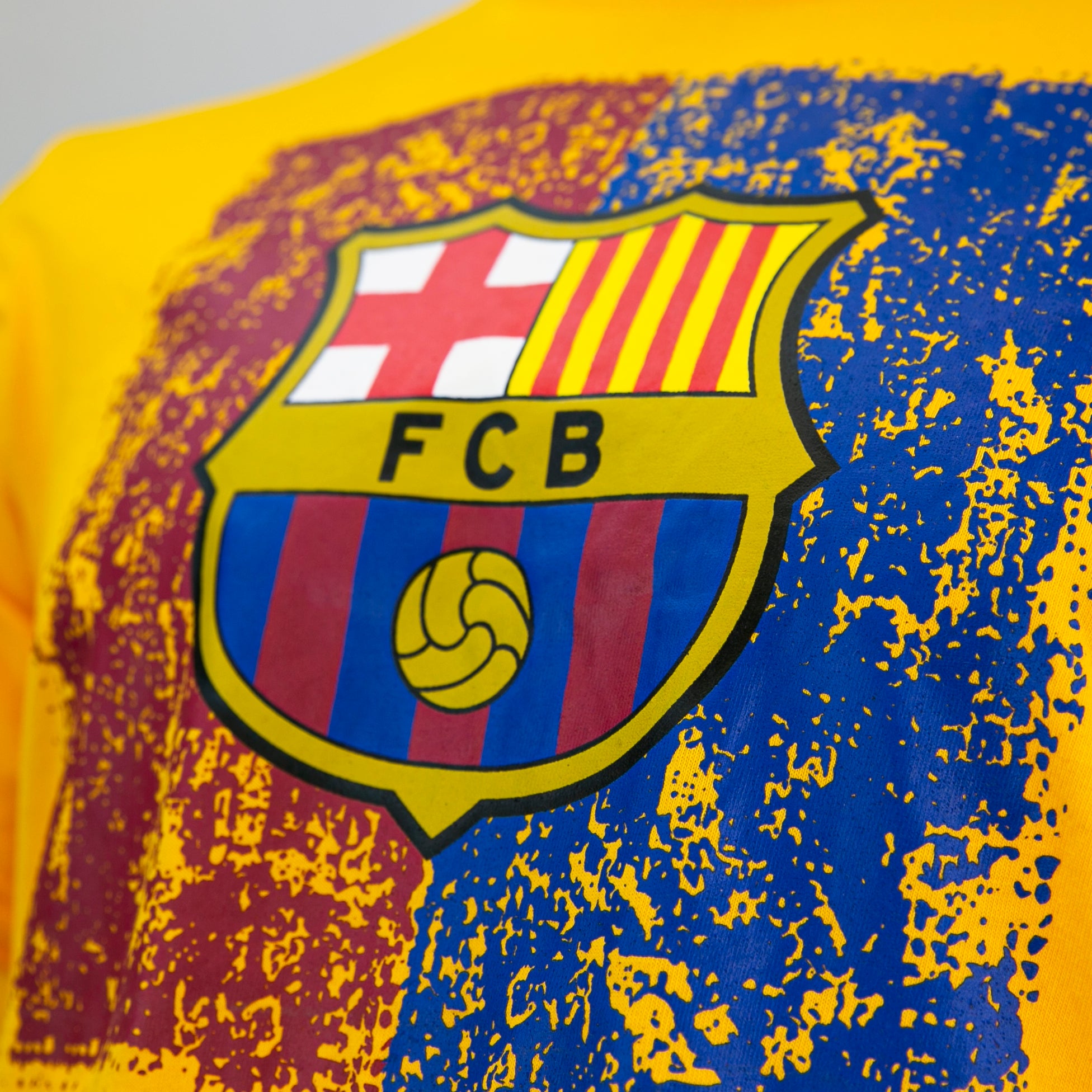 FC Barcelona Color Distressed Logo T-Shirt - Yellow by Icon Sports