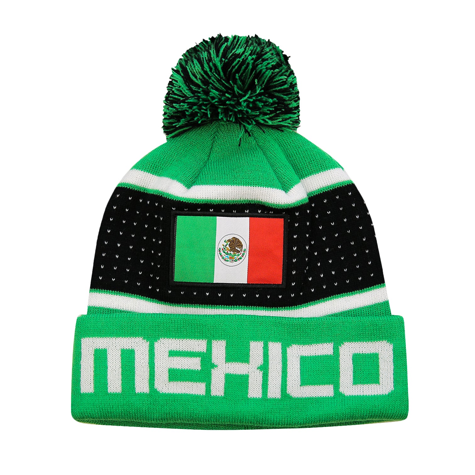 Mexico "Pegged" Adult Unisex Pom Pom Beanie by Icon Sports